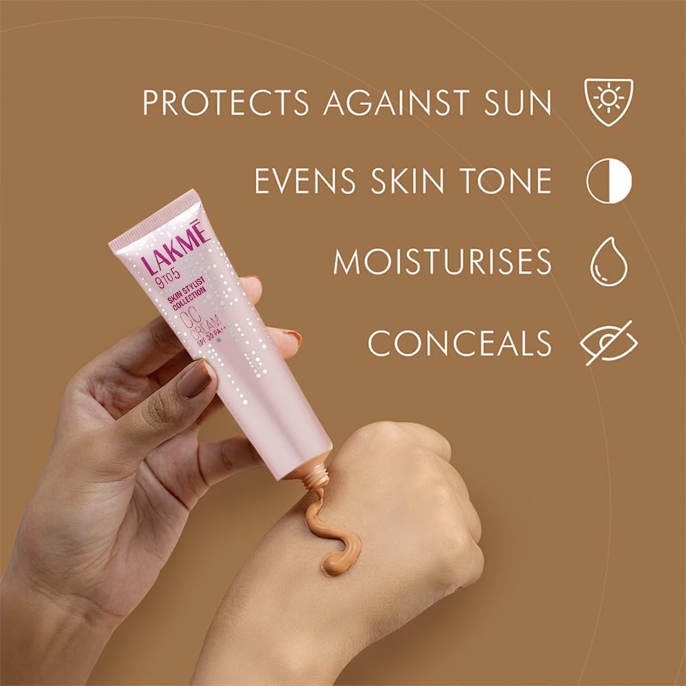 Lakme 9 to 5 CC Cream Mini|| Beige|| Light Face Makeup with Natural Coverage|| SPF 30 - Tinted Moisturizer to Brighten Skin|| Conceal Dark Spots|| 9 g
