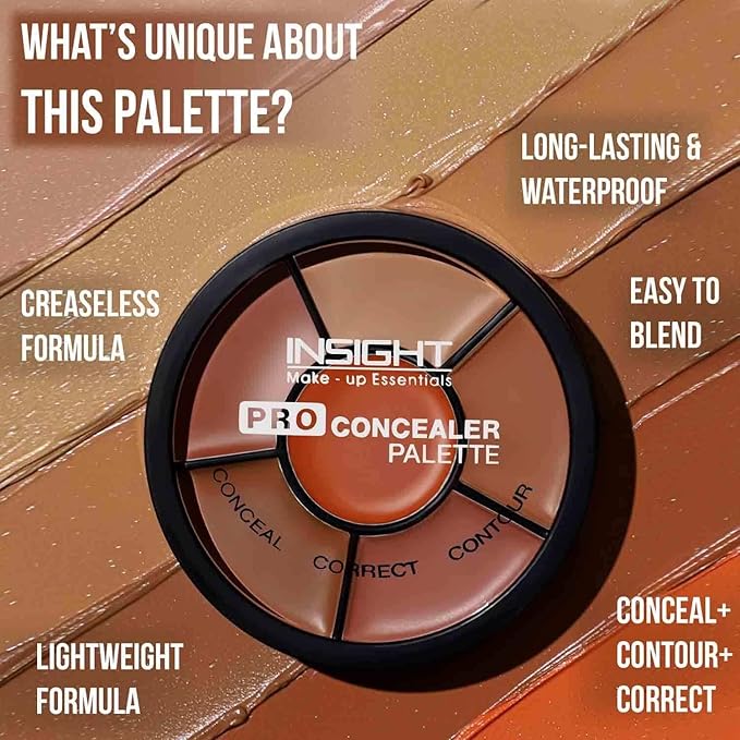 INSIGHT Pro Concealer Palette – Shade Concealer | Makeup Wheel for Face | Satin–Matte Finish | 3-in-1 Conceal, Contour & Correct | Waterproof | Full Coverage | 15gm