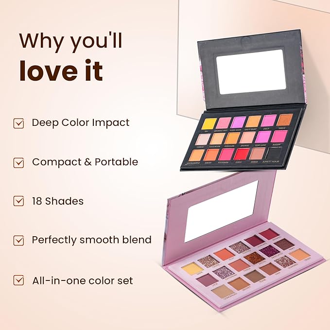 HUDA GIRL Beauty Rose Gold Remastered + Nude Edition Eyeshadow Palette Combo Kit - 36 Matte and Shimmer Finishes, Includes Black Eyeshadow - Complete Eye Shadow Palette Set