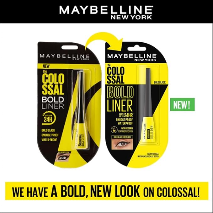 Maybelline New York Colossal Bold Liner - Black, smudge-proof and water-proof Long-lasting eyeliner. Maybelline New York Colossal Bold and dark eyeliner is for everyday use | 3ml