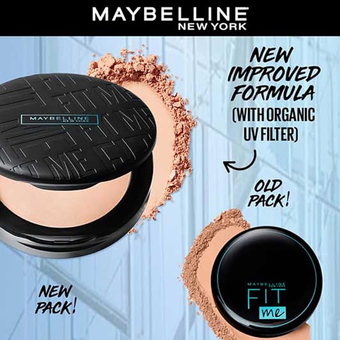 Maybelline New York Fit Me Compact Powder, Matte + Poreless Compact Powder, upto 16 hours of Oil Control with SPF 32 PA+++ and UV filters, and ideal for normal to oily skin - 115 Ivory|6g