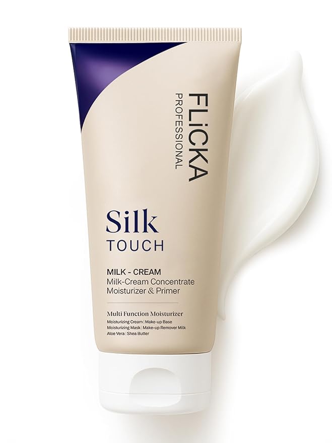 FLiCKA Silk Touch 3 in 1 Moisturizer and Primer for Face | Hydrating, Lightweight, Long-Lasting | Pore Minimizer | Dermatologically Tested | All Skin Types | Makeup Base | 60g | Cruelty-Free