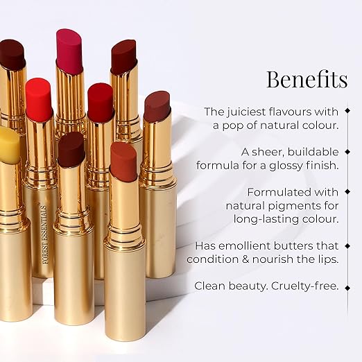 Forest Essentials Tinted Plumping Lip Serum Misri Cardamom | Natural Glossy Lip Tint with Natural Colour & Flavours | Clean, Cruelty-Free Makeup